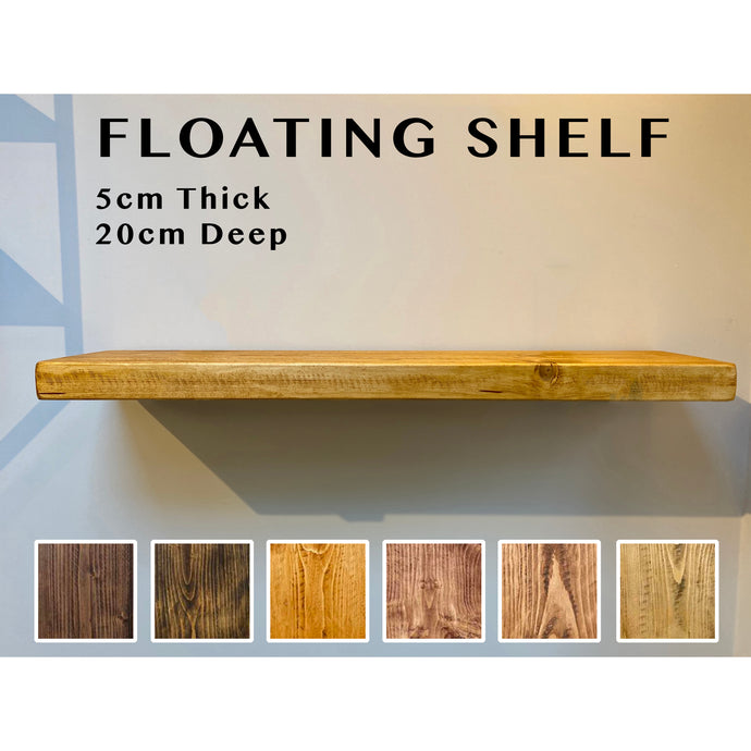 Chunky Solid Wood Floating Shelf  -- 20cm deep